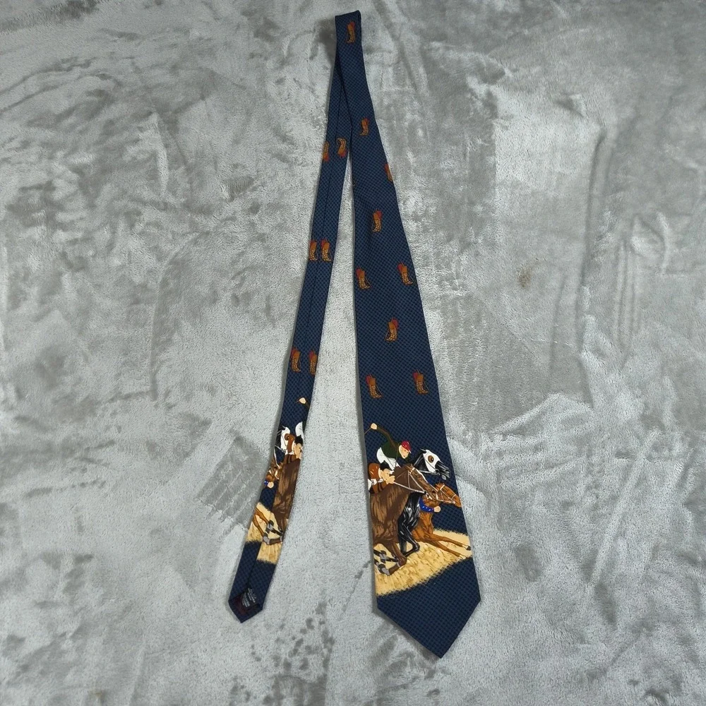 Vintage Horse Racing‎ Tie Mens Jockey The Saturday Evening Post Equestrian 90s